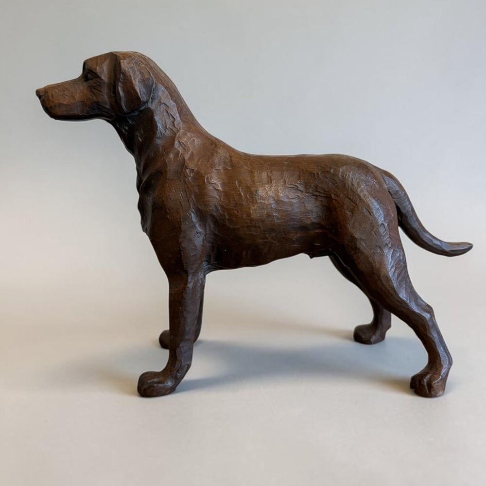 Vintage Red Mill MFG Labrador Retriever Dog Figurine Brown Hand Carved Style 8"